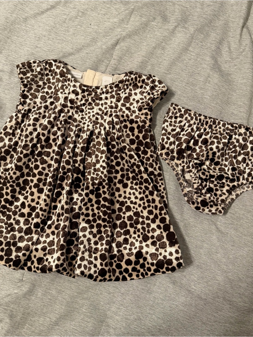 First Impressions Brown and Cream Leopard Print Dress with Bloomers